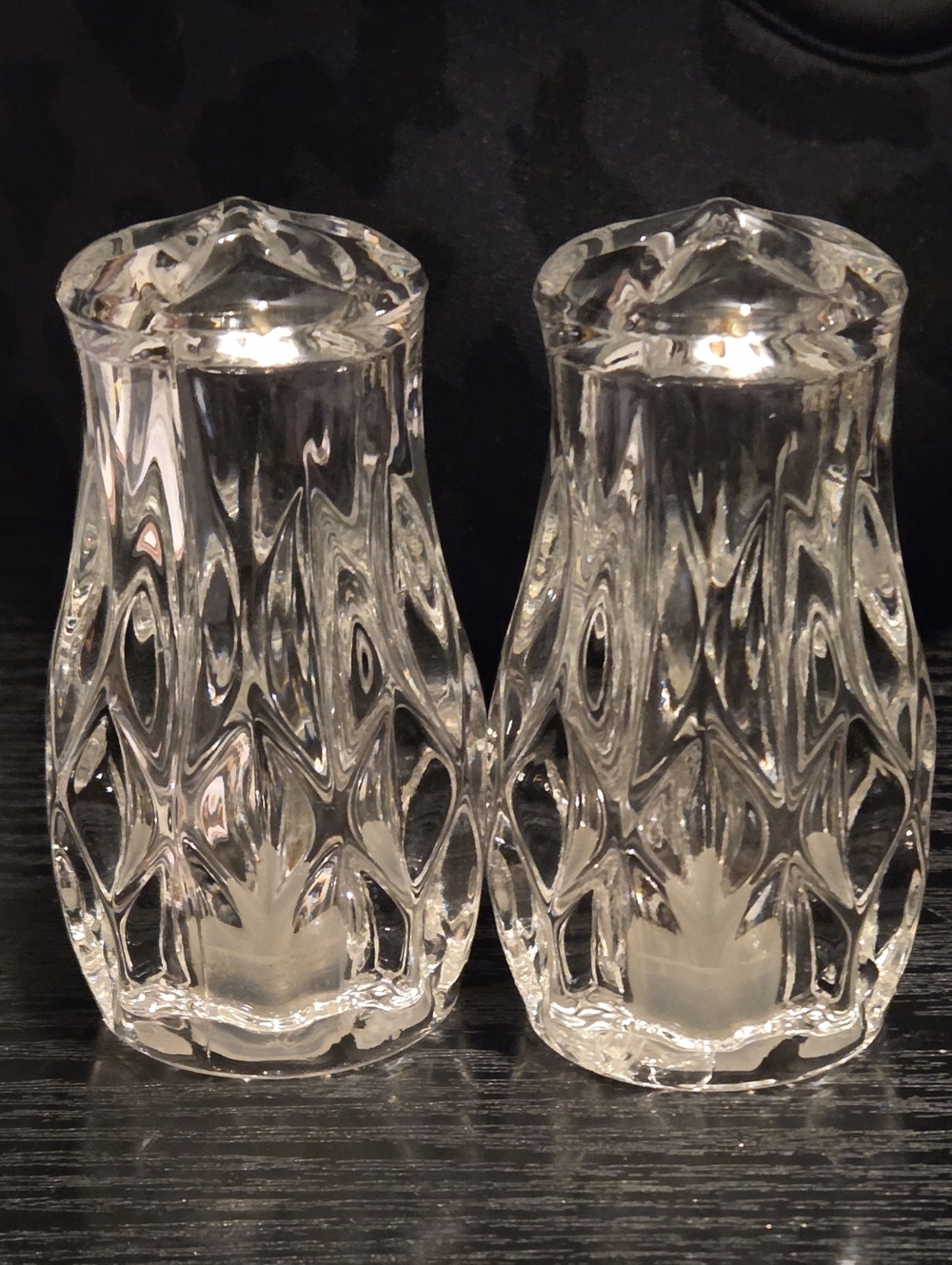 Gorham Althea Full Lead Crystal Salt and Pepper Shakers Set Made in Germany 3"